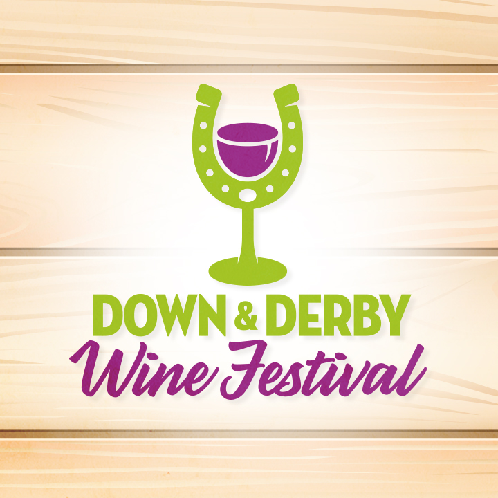 Down & Derby graphic of wine glass made to look like a horseshow glass